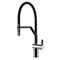 SMEG MID20CR ROBINET MITIGEUR MONOCOMMANDE AVEC DOUCHETTE EXTRACTIBLE CHROME ET NOIR MAT