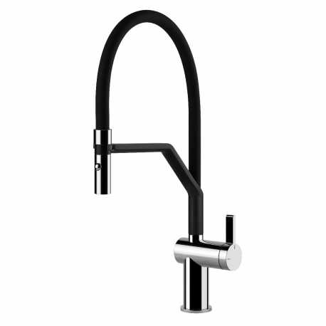 SMEG MID20CR MISCELATORE MONOCOMANDO CON DOCCETTA ESTRAIBILE CROMATO E NERO OPACO
