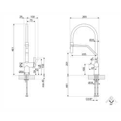 SMEG MID20CR SINGLE LEVER KITCHEN SINK MIXER TAP WITH PULL OUT SPRAY CHROME AND MATT BLACK