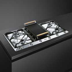 SMEG GAS HOB SRV596GH5 CONTEMPORARY AESTHETIC STAINLESS STEEL CAST IRON GRIDS 90 CM