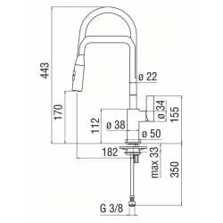 NOBILI FLAG SINGLE LEVER SINK MIXER TAP WITH PULL OUT SPRAY CHROME/BLACK