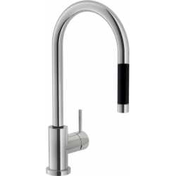 NOBILI MISCELATORE MONOCOMANDO SERIE LIVE CON DOCCETTA ESTRAIBILE ACCIAIO INOX SPAZZOLATO
