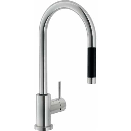 NOBILI MISCELATORE MONOCOMANDO SERIE LIVE CON DOCCETTA ESTRAIBILE ACCIAIO INOX SPAZZOLATO