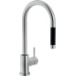 NOBILI MISCELATORE MONOCOMANDO SERIE LIVE CON DOCCETTA ESTRAIBILE ACCIAIO INOX SPAZZOLATO