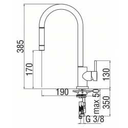 NOBILI LIVE GRIFO MONOCOMANDO PARA FREGADERO CAÑO ALTO EXTRAÍBLE ACERO INOXIDABLE SATINADO