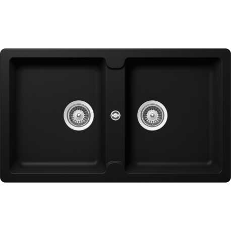 LAVELLO SCHOCK TOLEDO N200 2 VASCHE CRISTADUR NERO ASSOLUTO