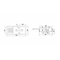 FREGADERO SCHOCK TOLEDO D200 A DE DOBLE SENO CRISTADUR BLANCO PURO