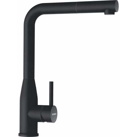 SCHOCK KETO SINGLE LEVER KITCHEN SINK MIXER TAP WITH PULL OUT SPRAY BLACK STAINLESS STEEL