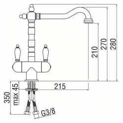 NOBILI ANTICA AT18117 DUAL CONTROL SINK KITCHEN MIXER TAP CHROME PLATED