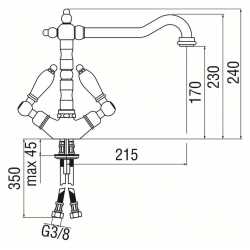 NOBILI ANTICA AT31117 DUAL CONTROL SINK KITCHEN MIXER TAP CHROME PLATED