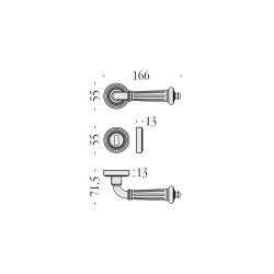 COLOMBO DESIGN DOOR HANDLES PAIR ON ROSE SERIES ANTOLOGHIA BYBLOS