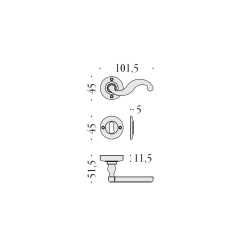 COLOMBO DESIGN DOOR HANDLES PAIR ON ROSE SERIES ANTOLOGHIA SETTECENTO