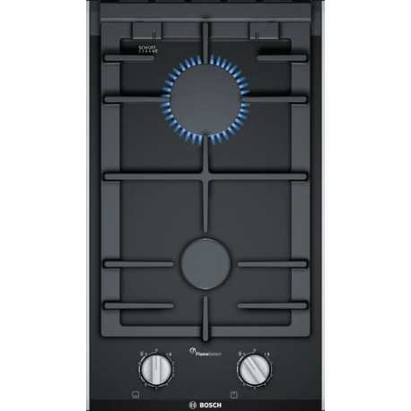 BOSCH PRB3A6B70 PIANO COTTURA A GAS 2 FUOCHI DOMINO VETROCERAMICA NERA 30 CM