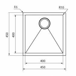 CM IRIDE KÜCHENSPÜLE 1 SCHÜSSEL 45x45 SLIM - UNTERPLATTE - FILOTOP PVD BEHANDLUNG GUN METAL