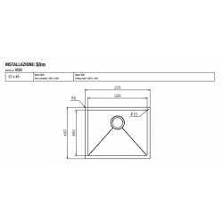 CM IRIDE KÜCHENSPÜLE 1 SCHÜSSEL 57x45 SLIM - UNTERPLATTE - FILOTOP PVD BEHANDLUNG GUN METAL