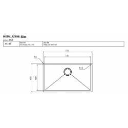 CM IRIDE KÜCHENSPÜLE 1 SCHÜSSEL 77x45 SLIM - UNTERPLATTE - FILOTOP PVD BEHANDLUNG GOLD