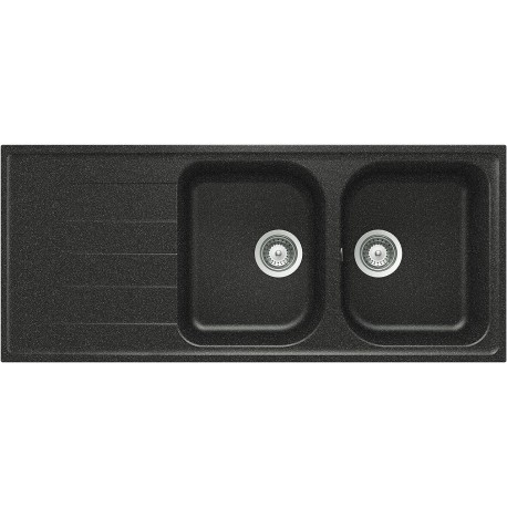 SCHOCK LITHOS ÉVIER 2 CUVES D200 A CRISTALITE ANTHRACITE 116x50