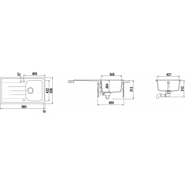 FREGADERO SCHOCK LITOS D100 A DE 1 SENO CRISTALITE NEGRO