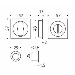 COLOMBO DESIGN ONEQ MOOD COLLECTION SLIDING DOORS KIT MADE OF 2 GROOVE HANDLES WITH TOILET KNOB CLOSURE