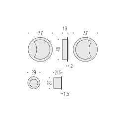 COLOMBO DESIGN SET OF FLUSH INSET HANDLES FOR SLIDING DOORS WITHOUT LOCK OPEN ID211 MADE IN ITALY