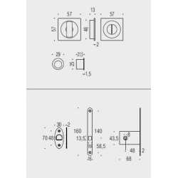 COLOMBO DESIGN SET OF FLUSH INSET HANDLES FOR SLIDING DOORS WITH LOCK OPEN
