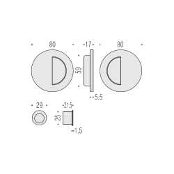 COLOMBO DESIGN ENTER SET DE POIGNÉES CUVETTES POUR PORTES COULISSANTES SANS SERRURE
