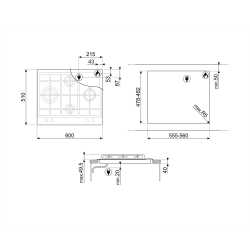 SMEG GAS HOB PX364LMB MATT BLACK CLASSIC AESTHETIC 60 CM