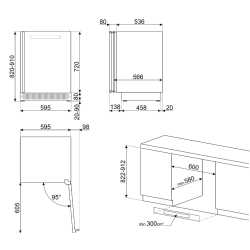 SMEG CVI138RG UNTERBAU-WEINSCHRANK DESIGNLINIEN LINEA NEPTUNE GREY H 82-87 CM