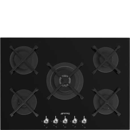 SMEG PV375N GASKOCHFELD GLASKERAMIK SCHWARZ 75 CM DESIGNLINIEN CLASSICI