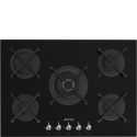 SMEG PV375N GAS HOB BLACK CERAMIC GLASS 75 CM AESTHETIC CLASSIC