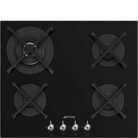 SMEG PV364N GAS HOB BLACK CERAMIC GLASS 65 CM AESTHETIC CLASSIC