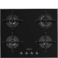 SMEG PV164B3 GAS HOB BLACK GLASS AESTHETIC LINEA 60 CM