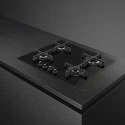 SMEG PV164B3 GAS HOB BLACK GLASS AESTHETIC LINEA 60 CM