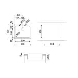 SMEG VS50P3 FREGADERO ACERO INOX AISI304 50 CM