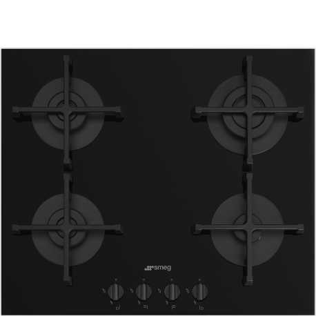 SMEG GAS HOB PV264B BLACK GLASS 60 CM
