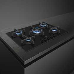 SMEG PV275B GAS HOB BLACK CERAMIC GLASS 72 CM