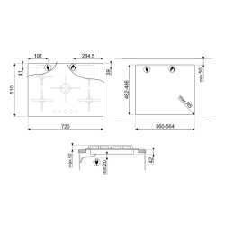 PIANO COTTURA A GAS SMEG PV275B VETROCERAMICA