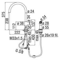 NOBILI CUCI GRIFO MONOCOMANDO PARA FREGADERO DUCHA LATERAL CROMO