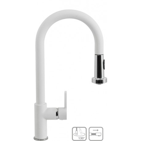 SCHOCK AQUAALTO GRIFO MONOCOMANDO PARA FREGADERO CAÑO ALTO EXTRAÍBLE BLANCO
