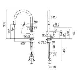 NOBILI LIVE SINGLE LEVER SINK MIXER TAP PULL-OUT 2 JET HAND SHOWER CHROME FINISH