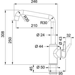 FRANKE URBAN GRIFO MONOCOMANDO PARA FREGADERO CAÑO ALTO