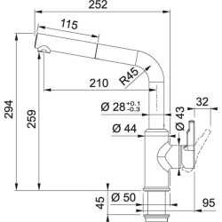 FRANKE URBAN SINGLE LEVER SINK MIXER TAP WITH SINGLE-JET HAND SHOWER