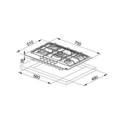 FRANKE MYTHOS NEPTUNE FHNE 755 TABLE DE CUISSON À GAZ ACIER INOX 75 CM