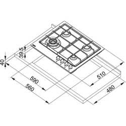 FRANKE MYTHOS NEPTUNE FHNE 600 GAS HOB STAINLESS STEEL 60 CM