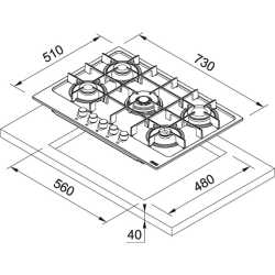 FRANKE MARIS FHMA 755 4G DC GAS HOB 73 CM