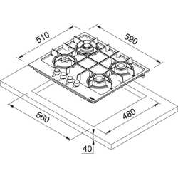FRANKE MARIS FHMA 604 3G DC GAS HOB 60 CM