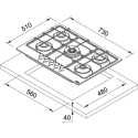 FRANKE SMART FHSM 755 4G DC XS E GAS HOB STAINLESS STEEL 73 CM