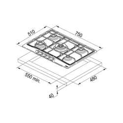 FRANKE TREND LINE 750 GAS HOB STAINLESS STEEL 75 CM