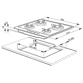 SMEG GASKOCHFELD P64ES EDELSTAHL POLIERT 60 CM