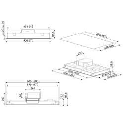 SMEG EINBAU-DECKENLÜFTER KLT9L4WH WEISSES GLAS 90 CM